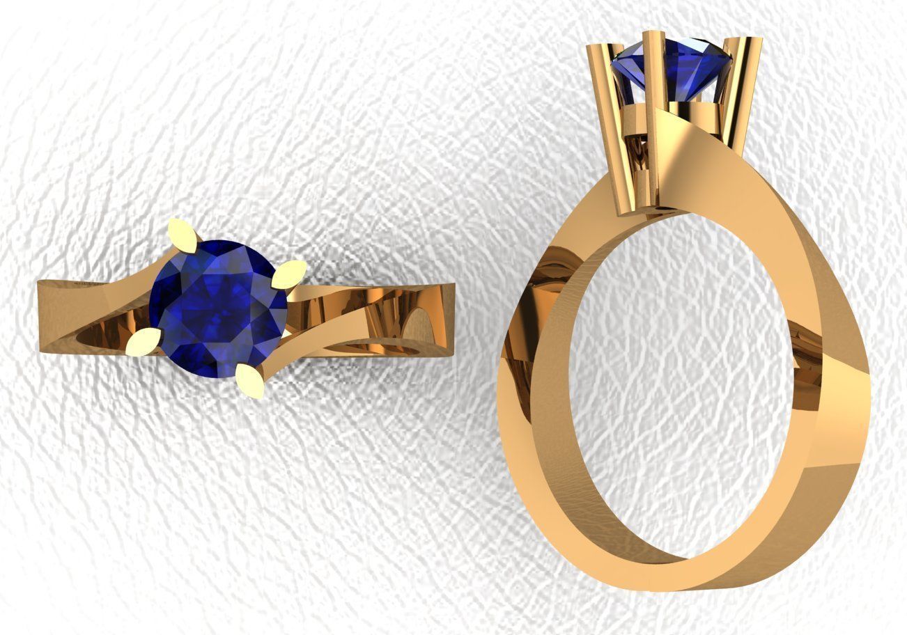 Rings sapphire engagement ring gold 3D print model_8