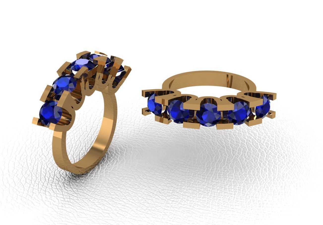 Rings sapphire ring gold 3D print model_20
