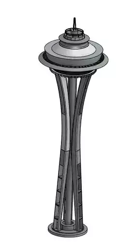 Seattle Space Needle low poly 3d model 3D print model