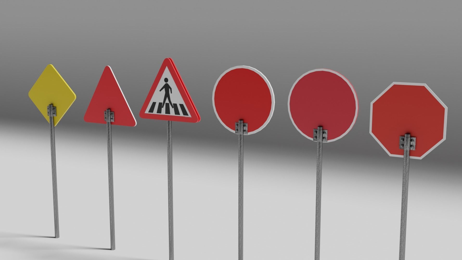 Road signs Low-poly 3D model_1