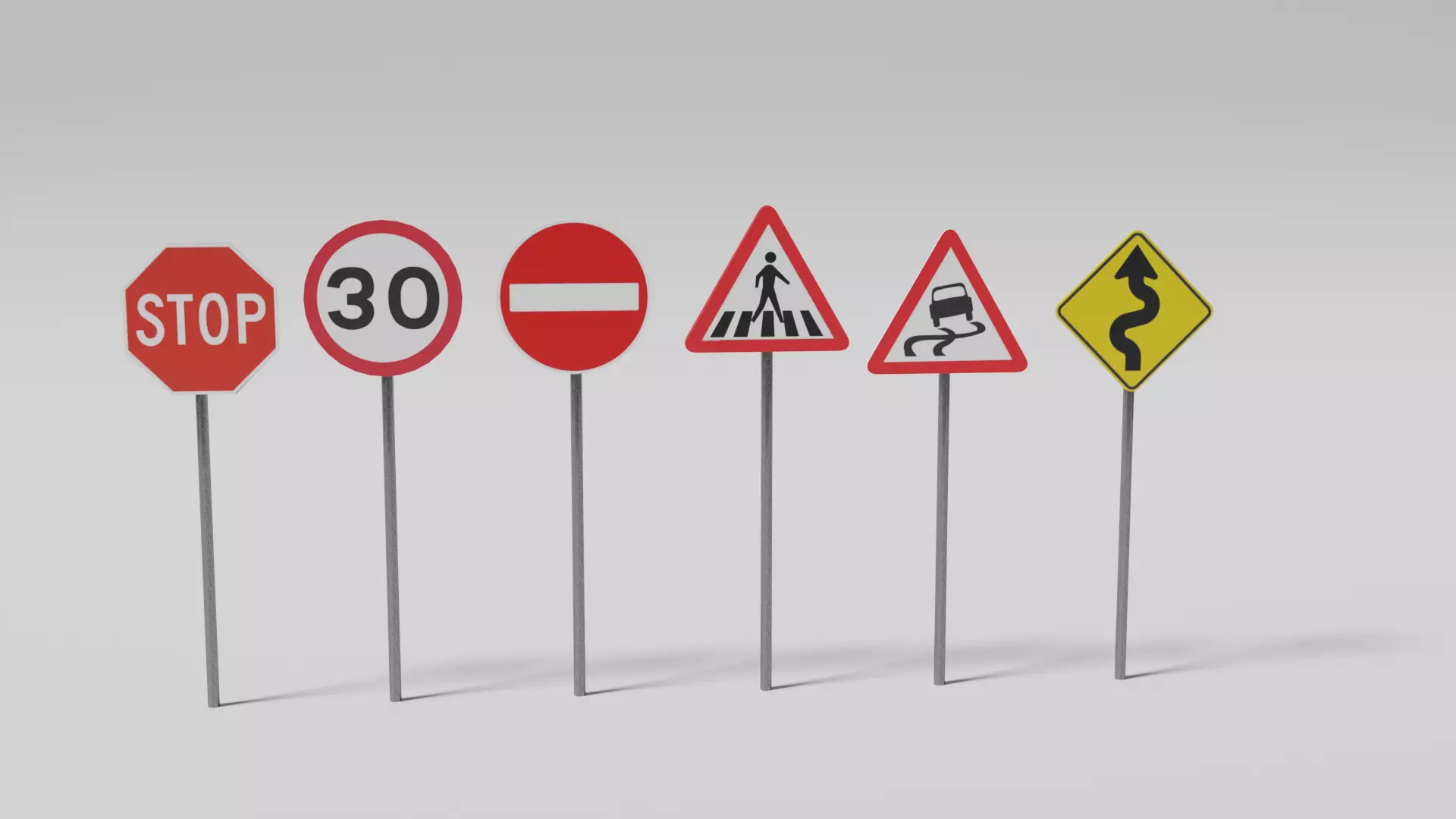 Road signs Low-poly 3D model_0