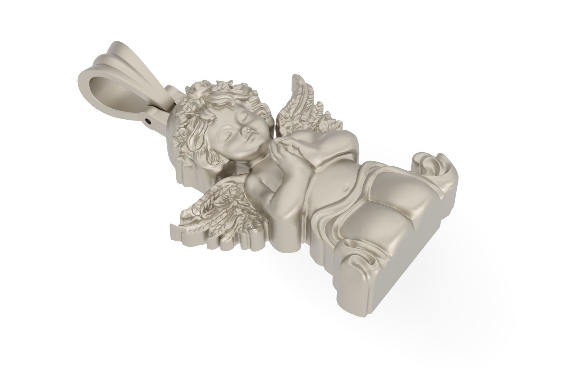 Angel pendant gold 3D print model_7