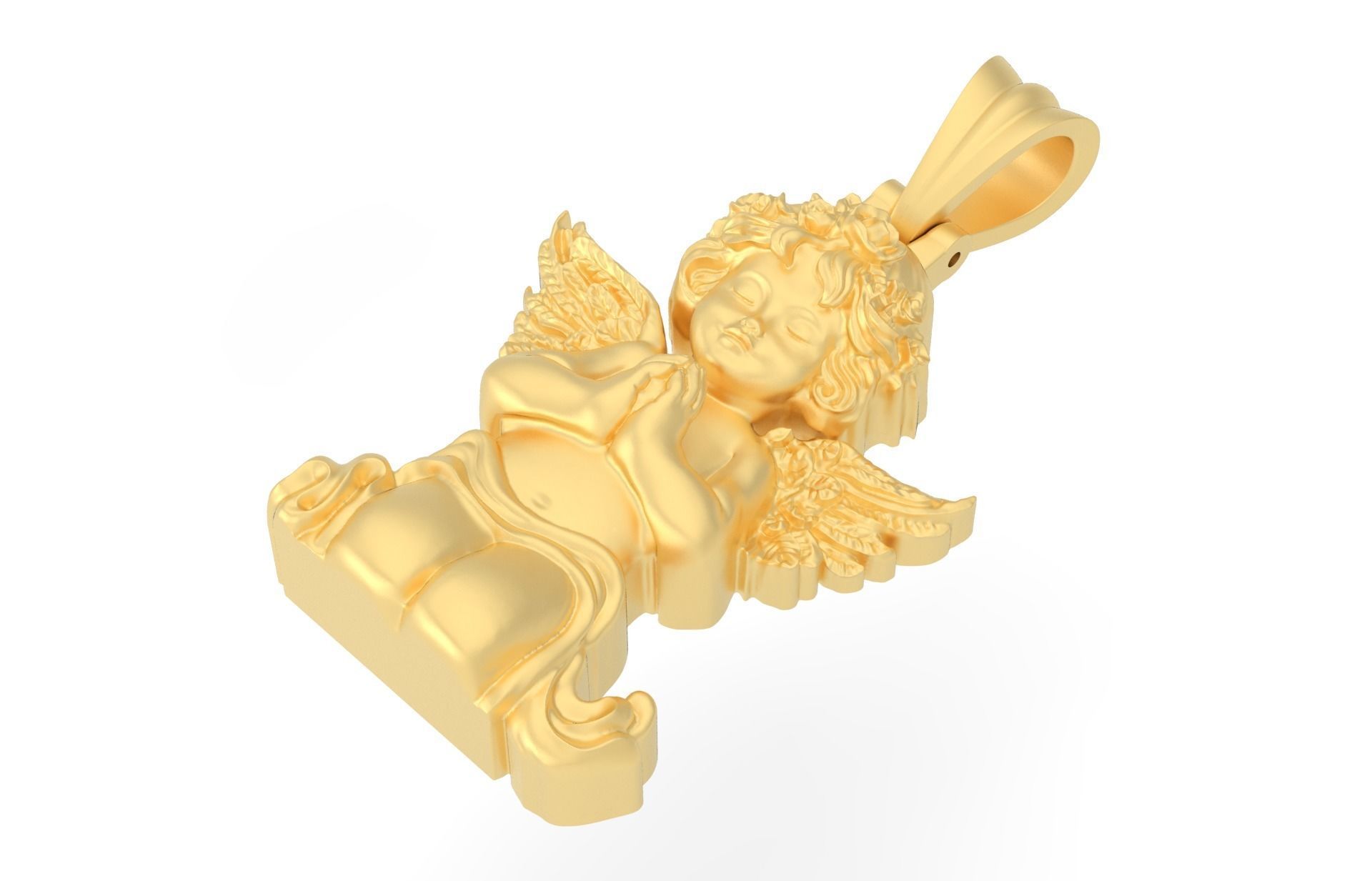 Angel pendant gold 3D print model_5