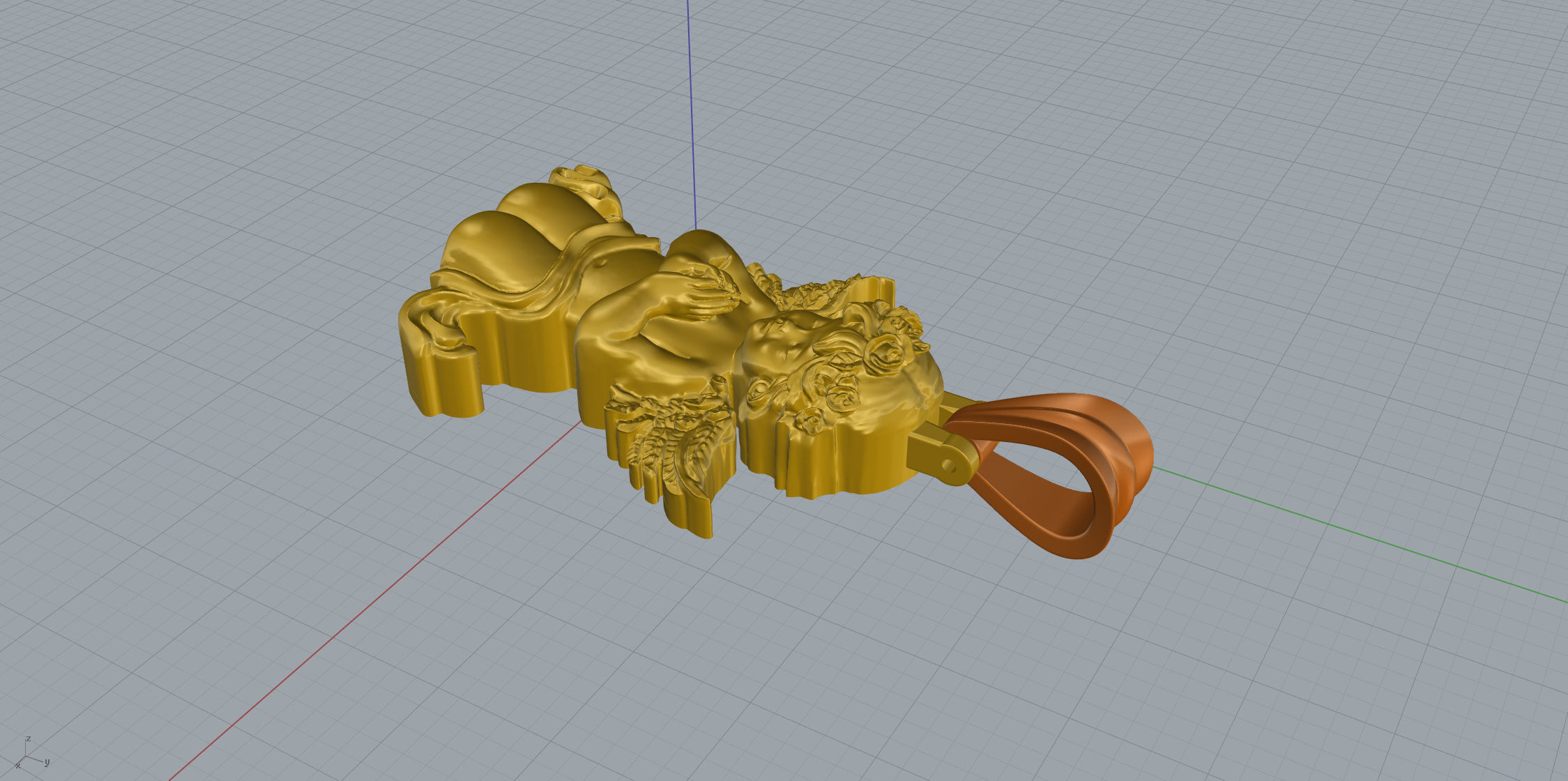 Angel pendant gold 3D print model_14