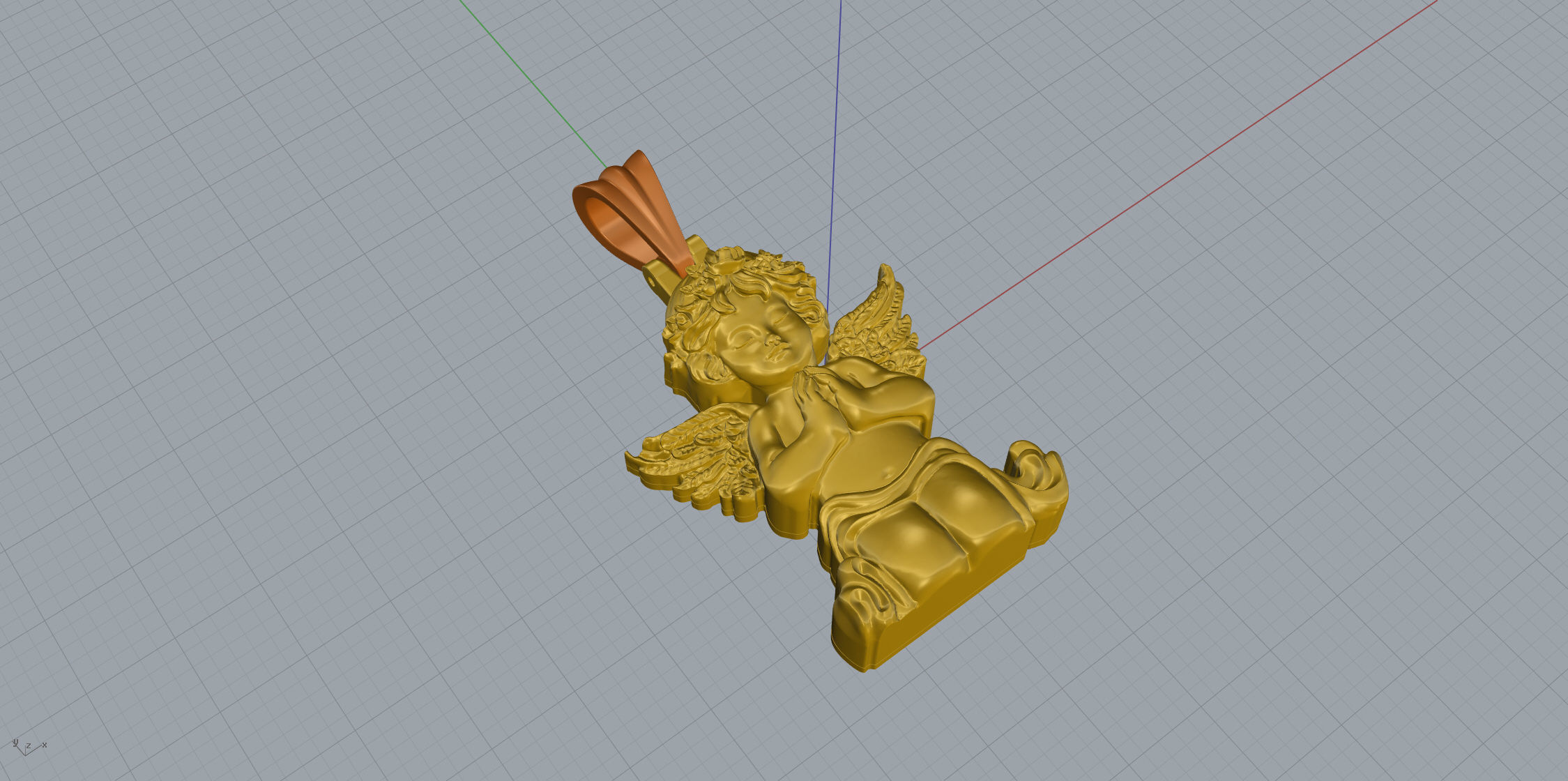 Angel pendant gold 3D print model_13