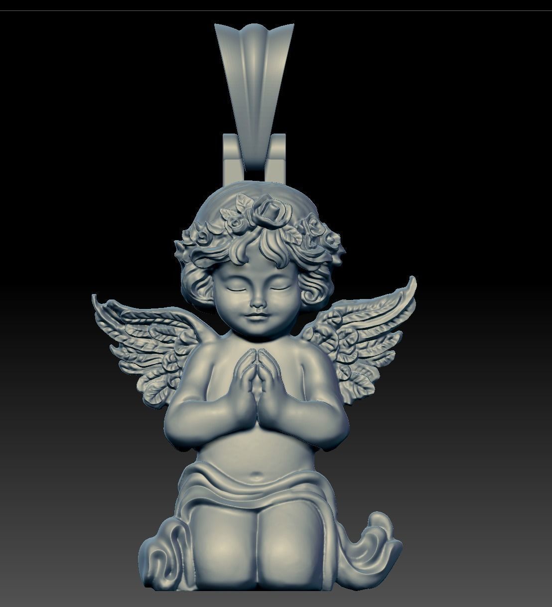 Angel pendant gold 3D print model_1