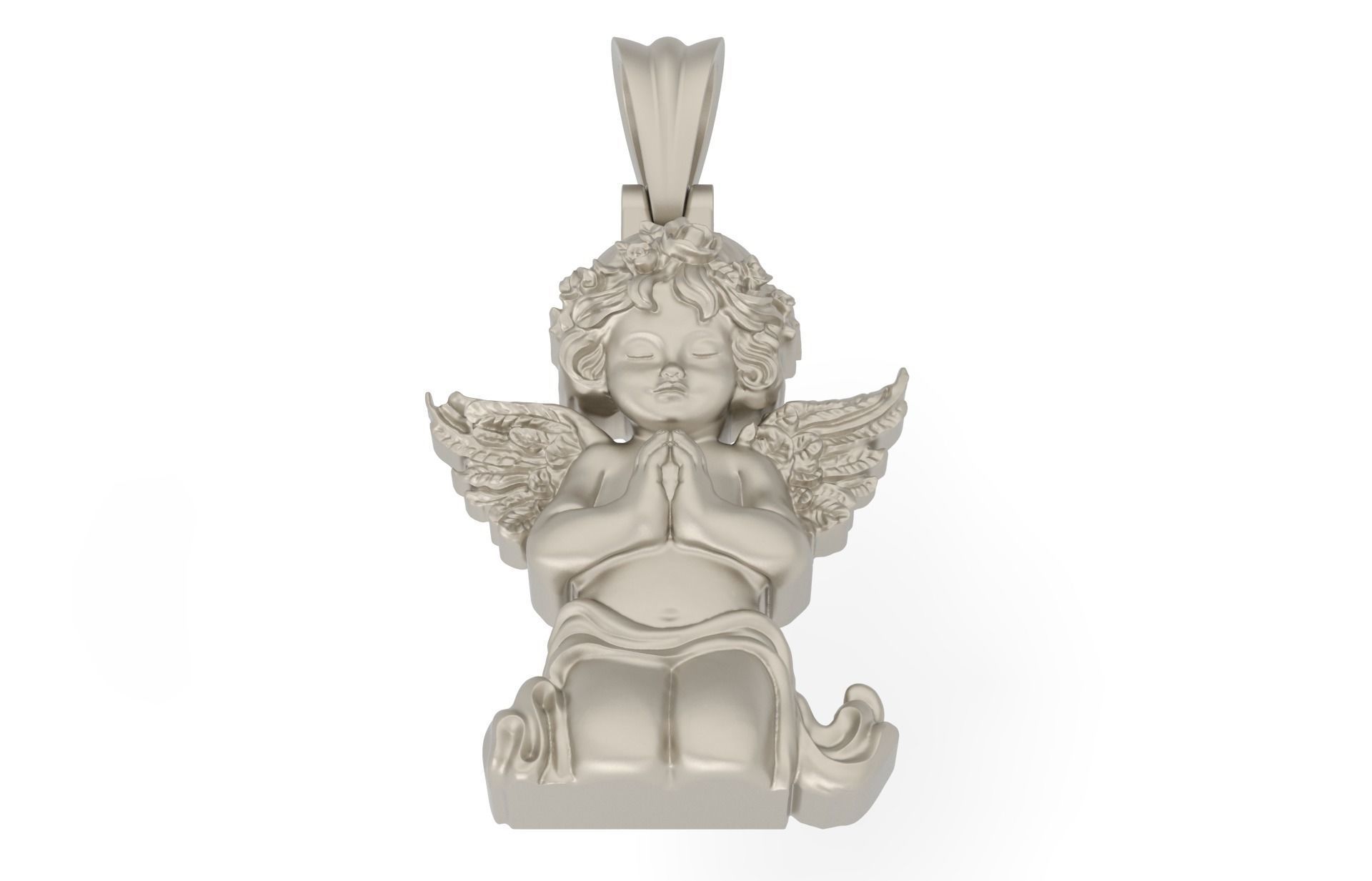 Angel pendant gold 3D print model_3