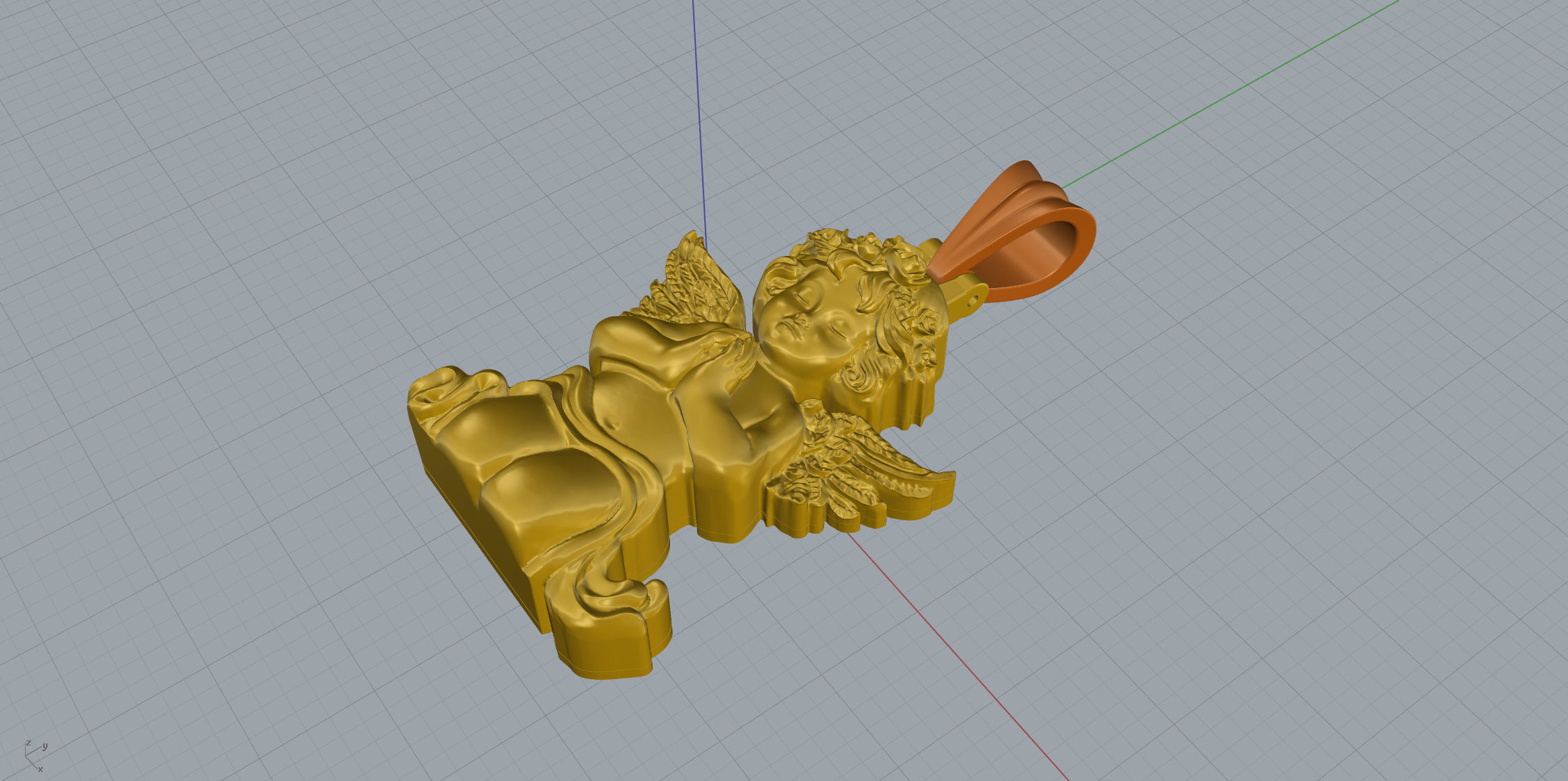 Angel pendant gold 3D print model_12