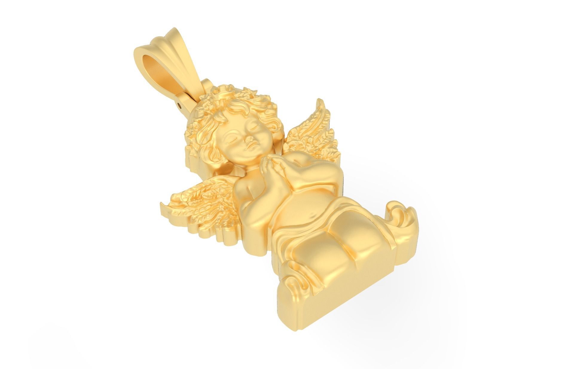 Angel pendant gold 3D print model_4