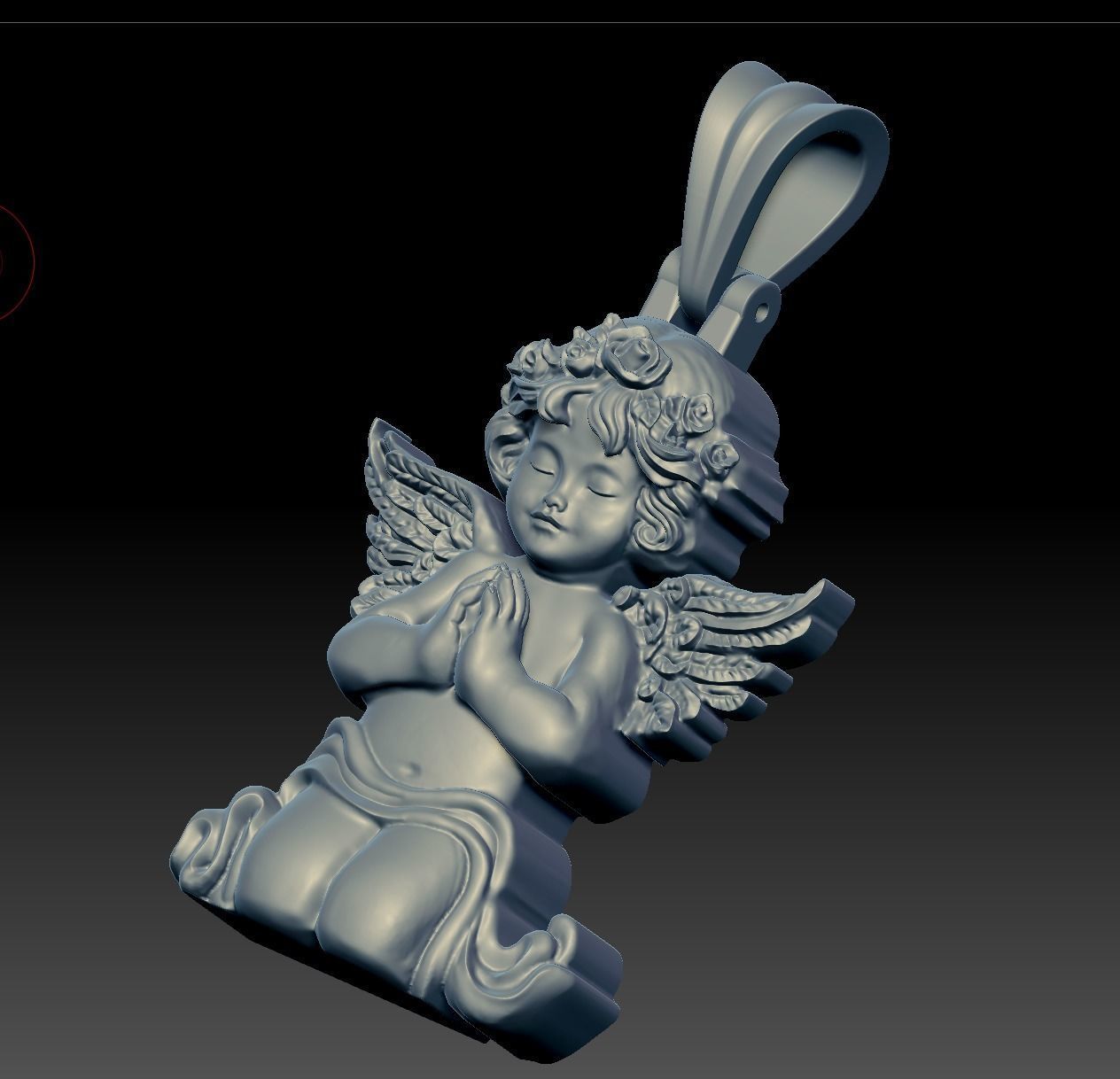 Angel pendant gold 3D print model_2