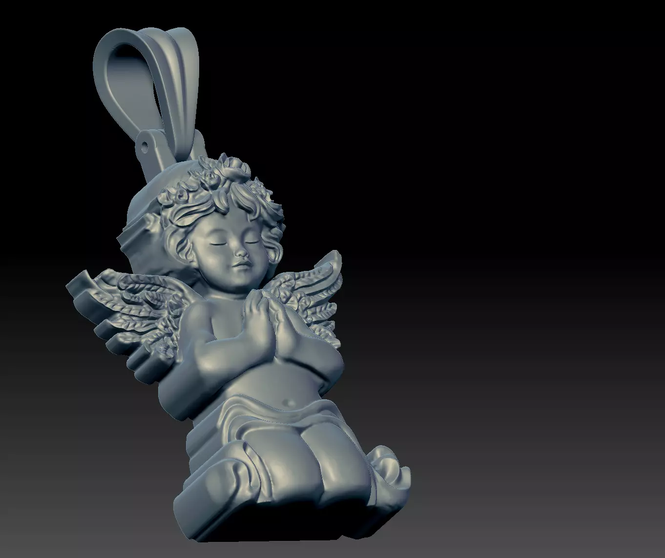 Angel pendant gold 3D print model_0