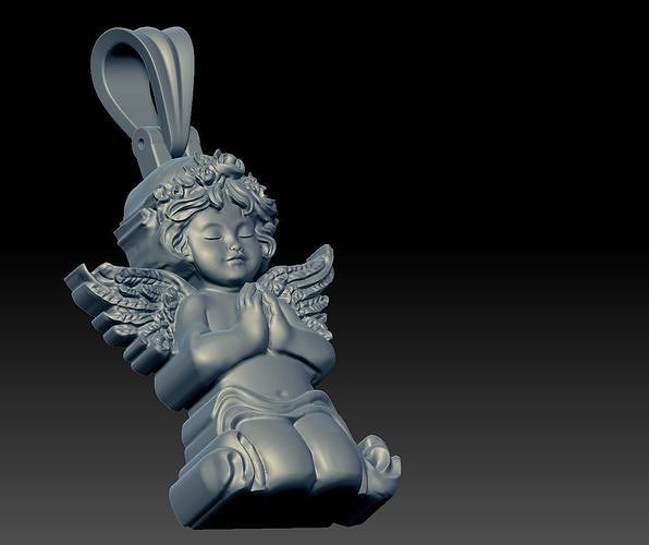 Angel pendant gold 3D print model