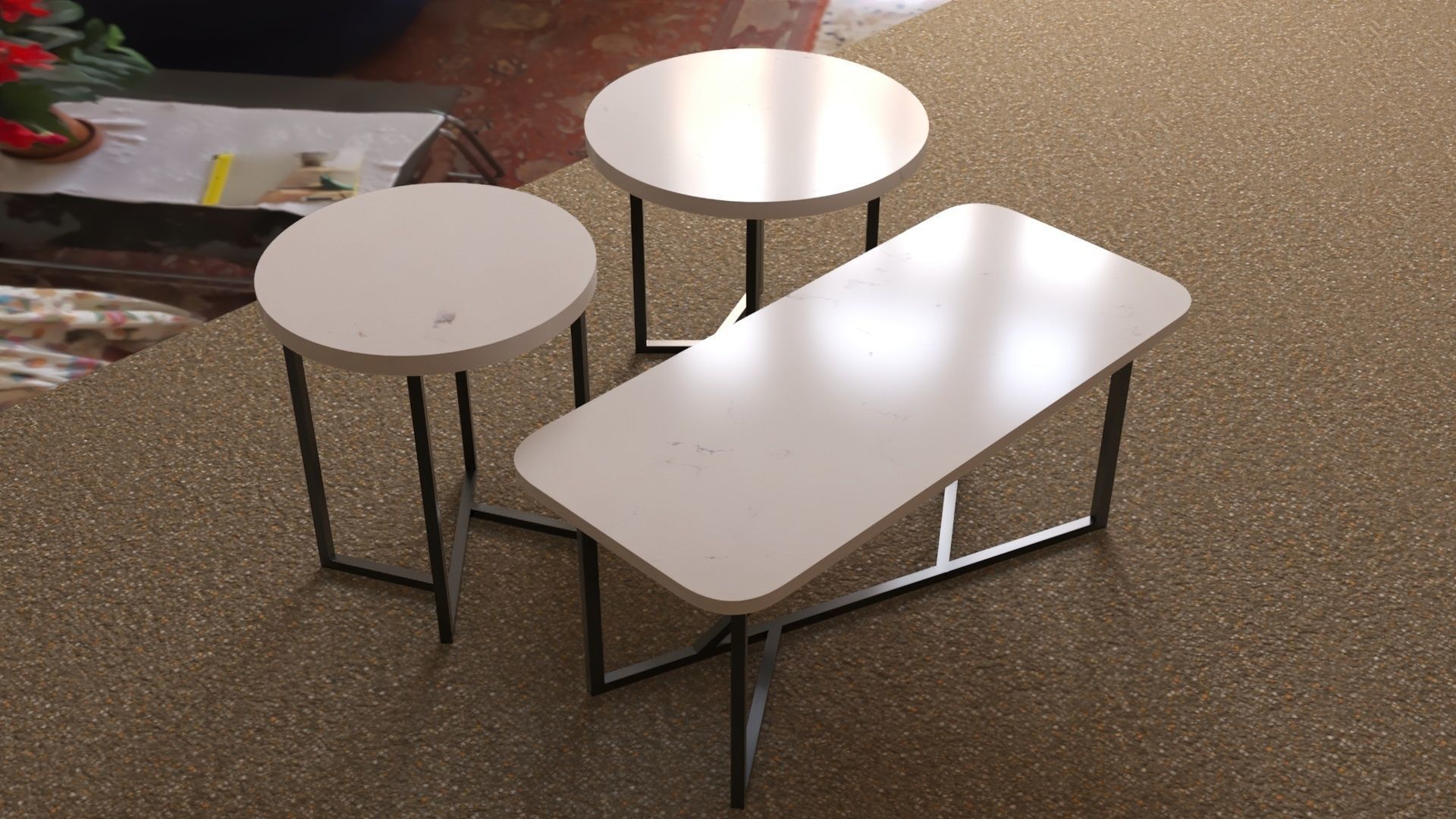 Dutch Quartz Top Coffee Table 3D model_1