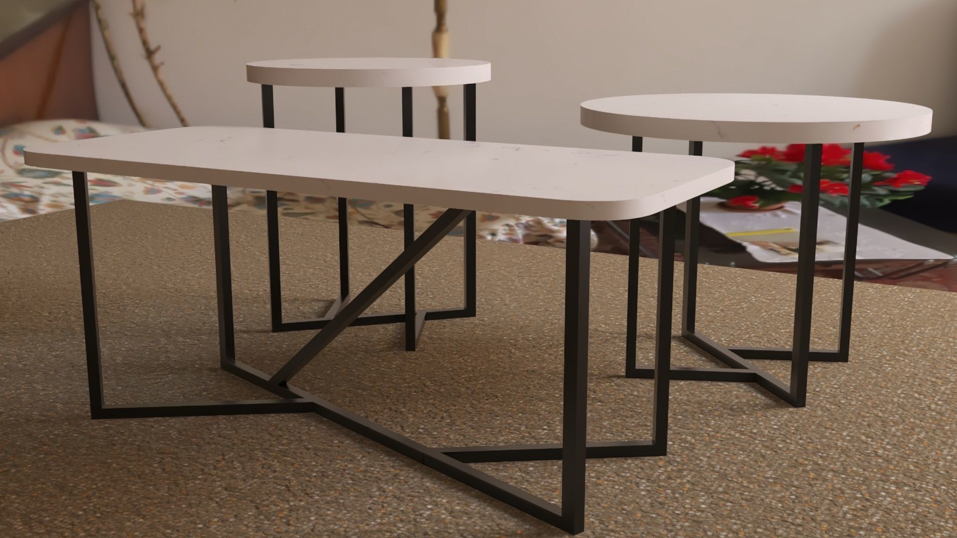 Dutch Quartz Top Coffee Table 3D model_5