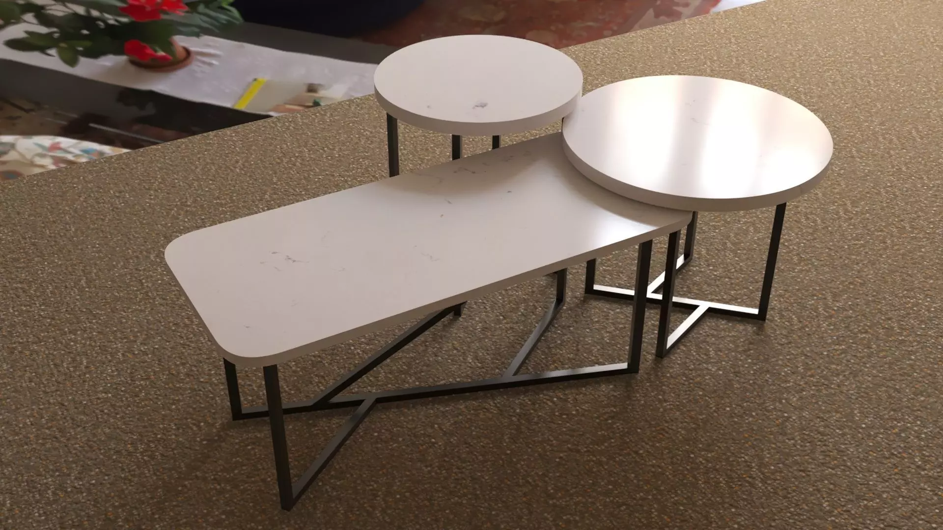 Dutch Quartz Top Coffee Table 3D model_0