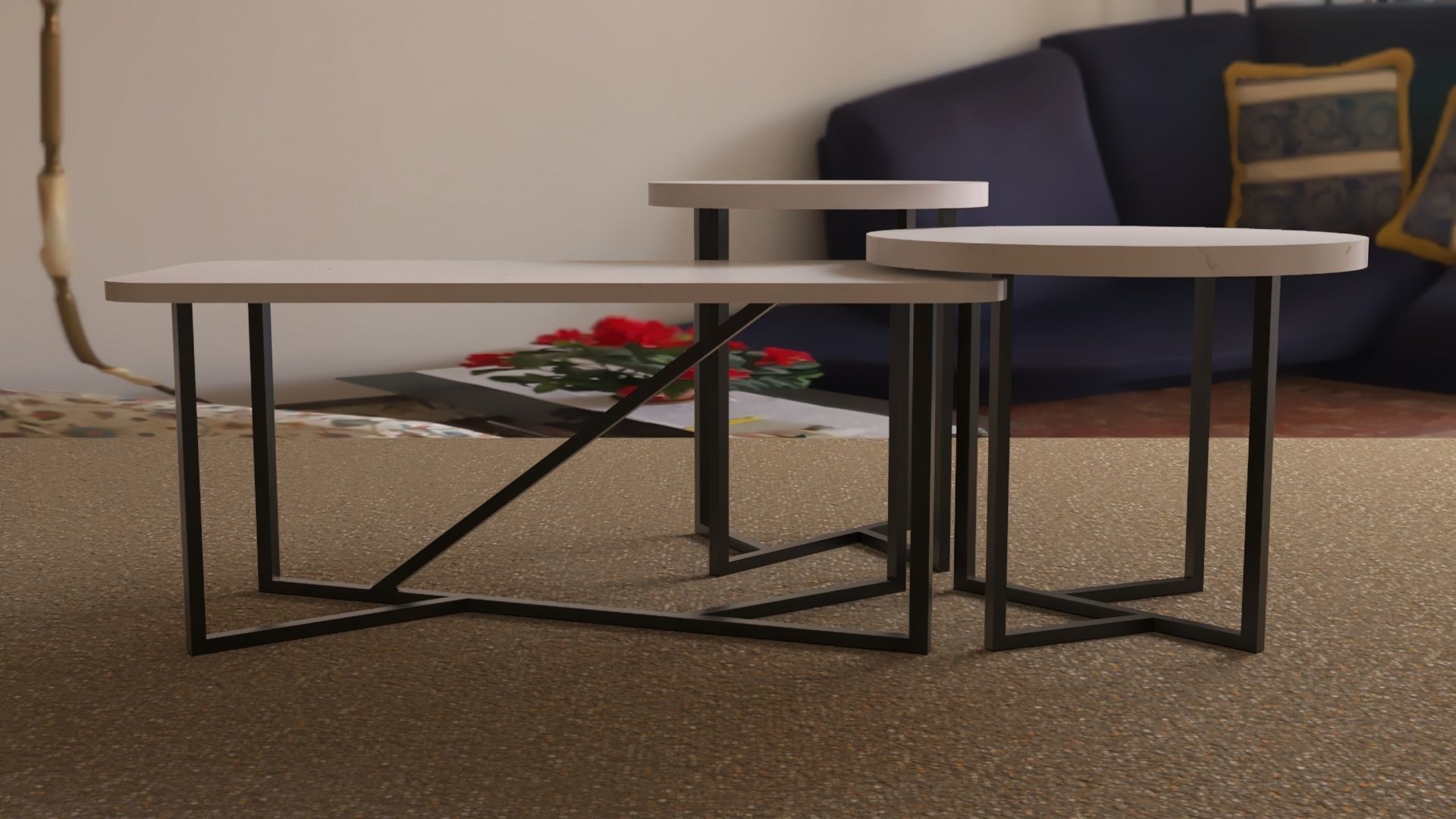 Dutch Quartz Top Coffee Table 3D model_2