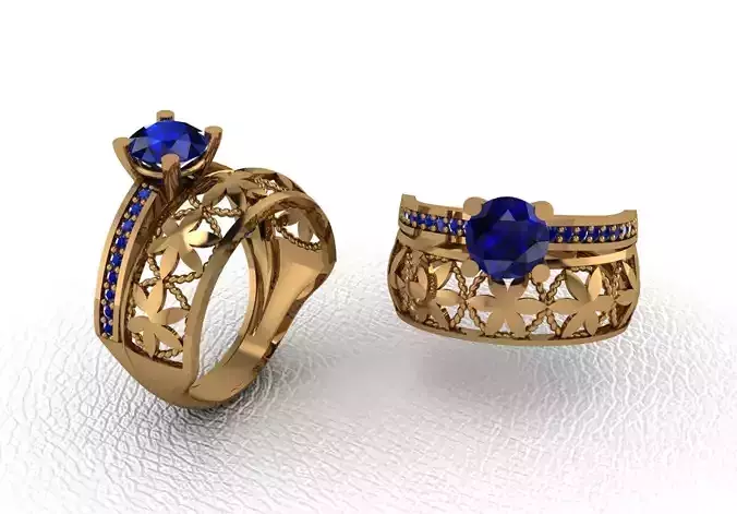 Rings two gold with sapphire stones