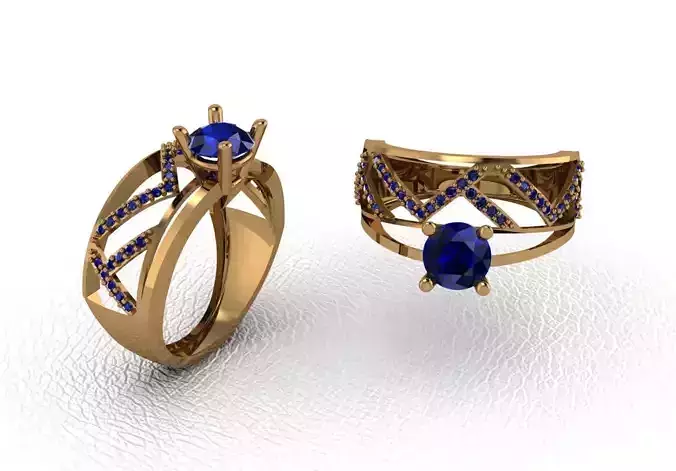 Rings gold engagement ring with sapphire stones