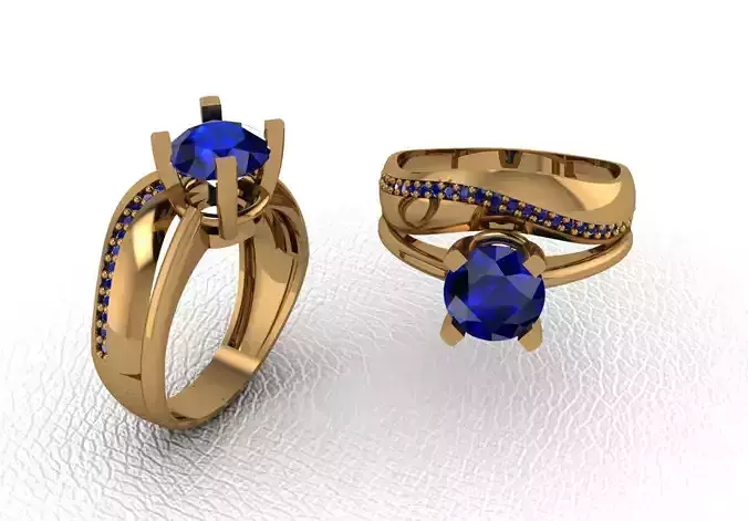 Rings sapphire and diamond engagement ring set gold