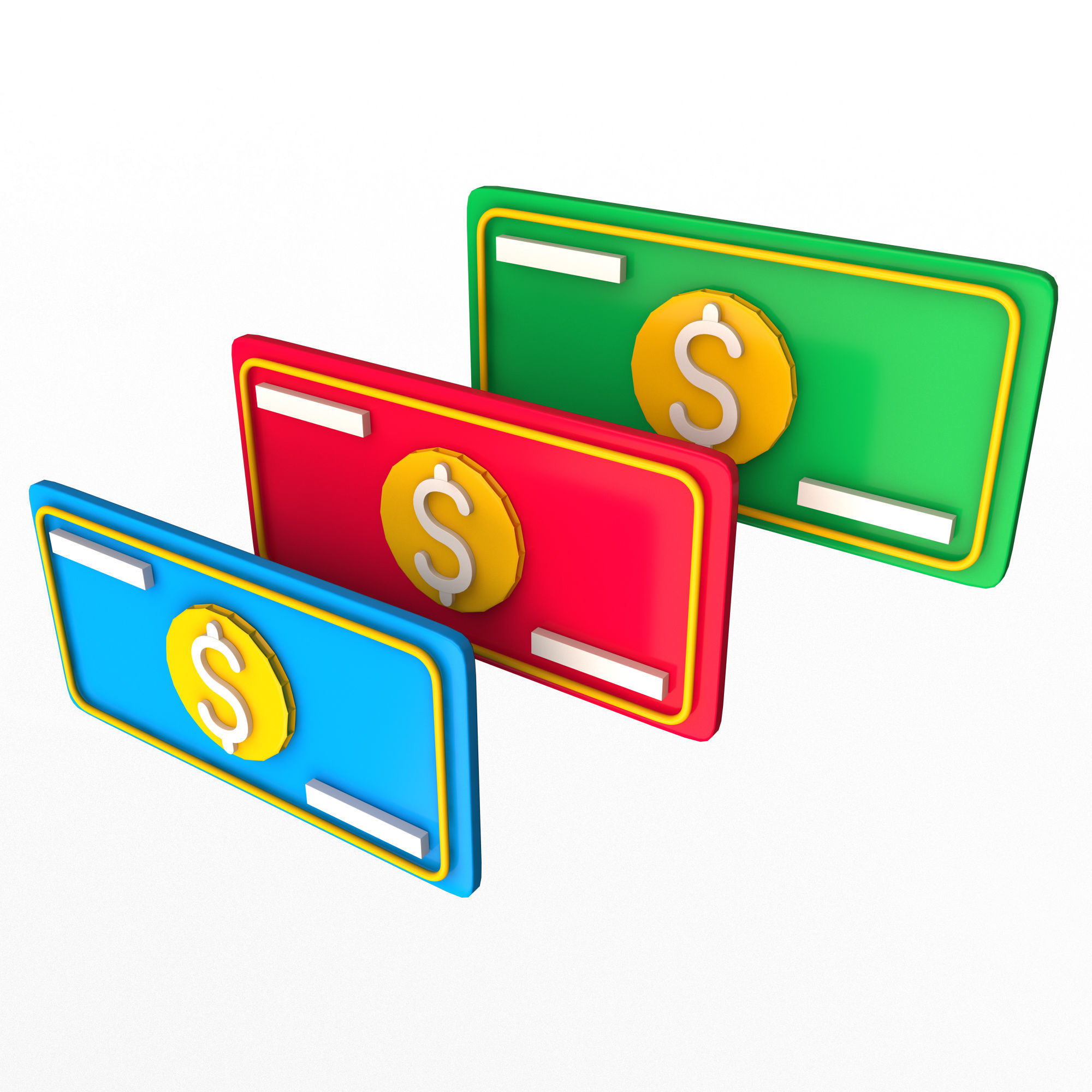 Dollar Cloud for Data Storage Low-poly 3D model_4