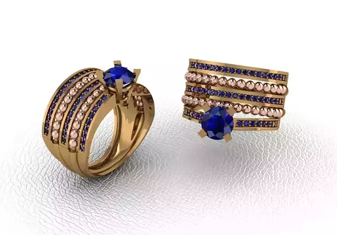 Rings gold ring with sapphires and diamonds