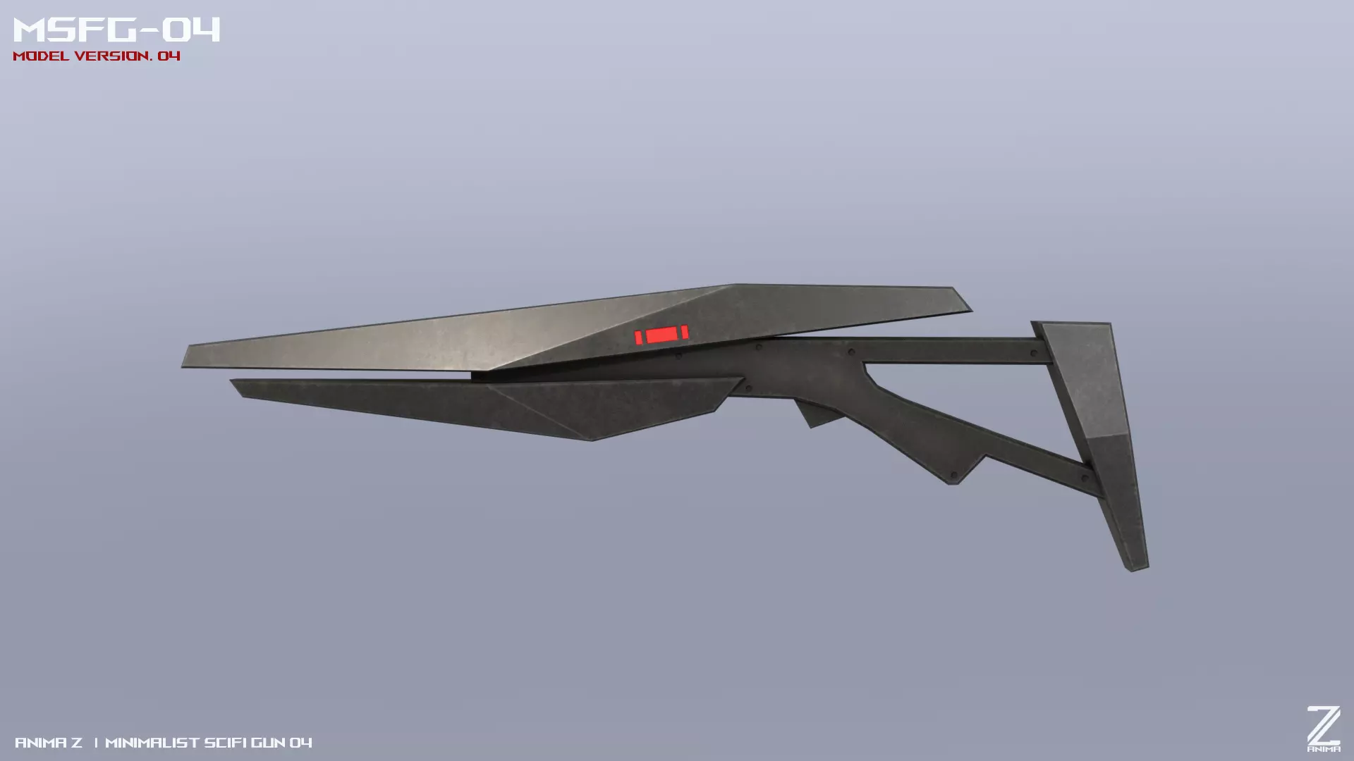 Minimalist scifi gun Low-poly 3D model_0