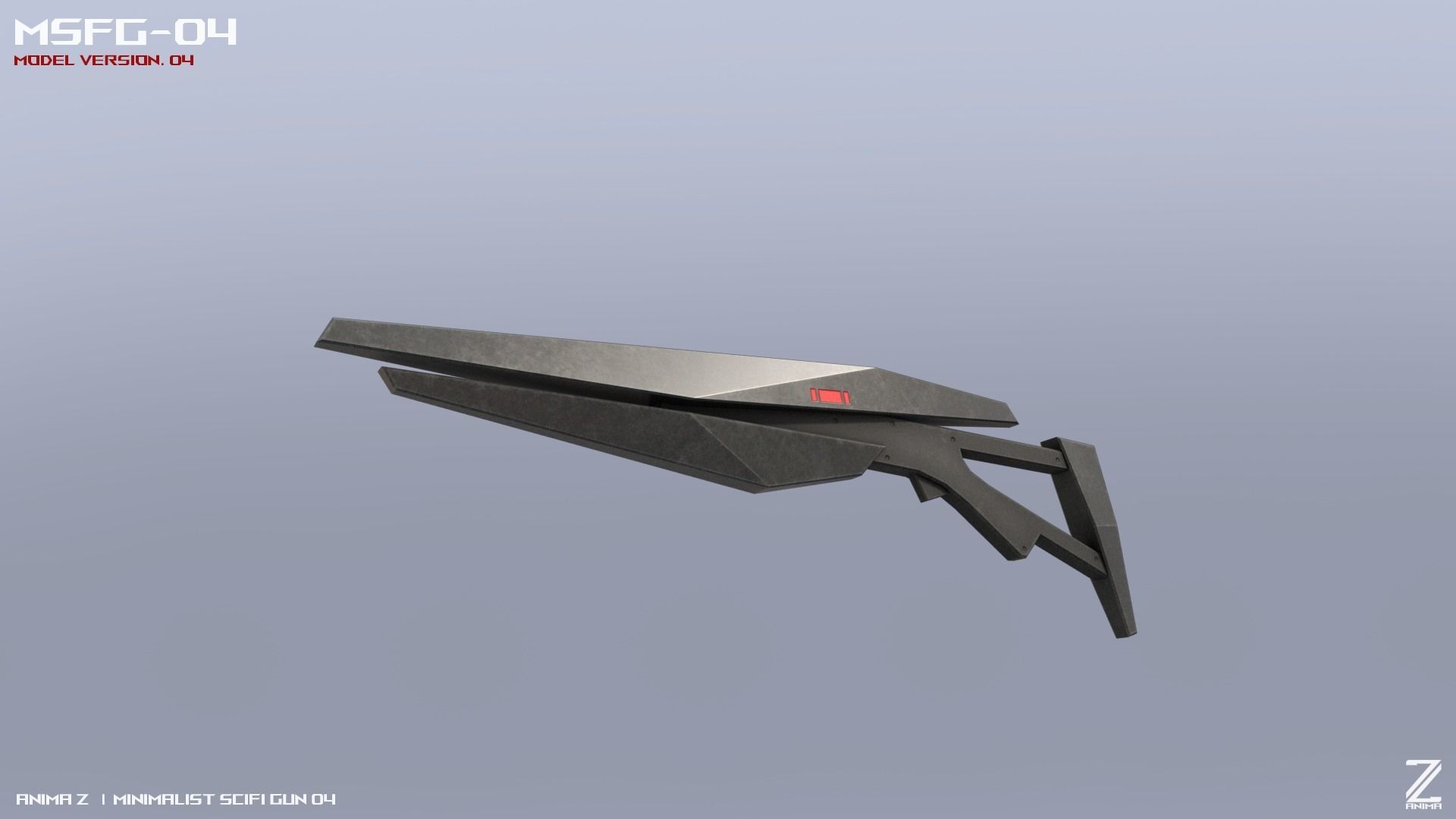 Minimalist scifi gun Low-poly 3D model_6