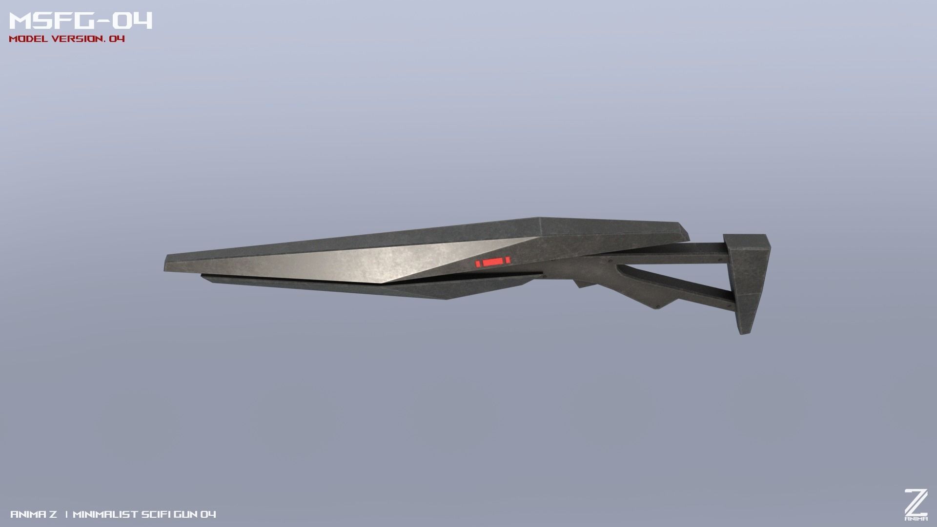 Minimalist scifi gun Low-poly 3D model_5