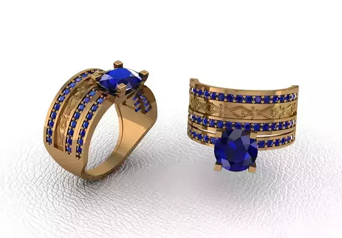Rings gold ring with sapphires