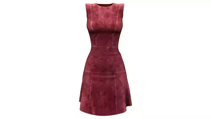 Short Skirt Sleeveless Maroon Suede Dress