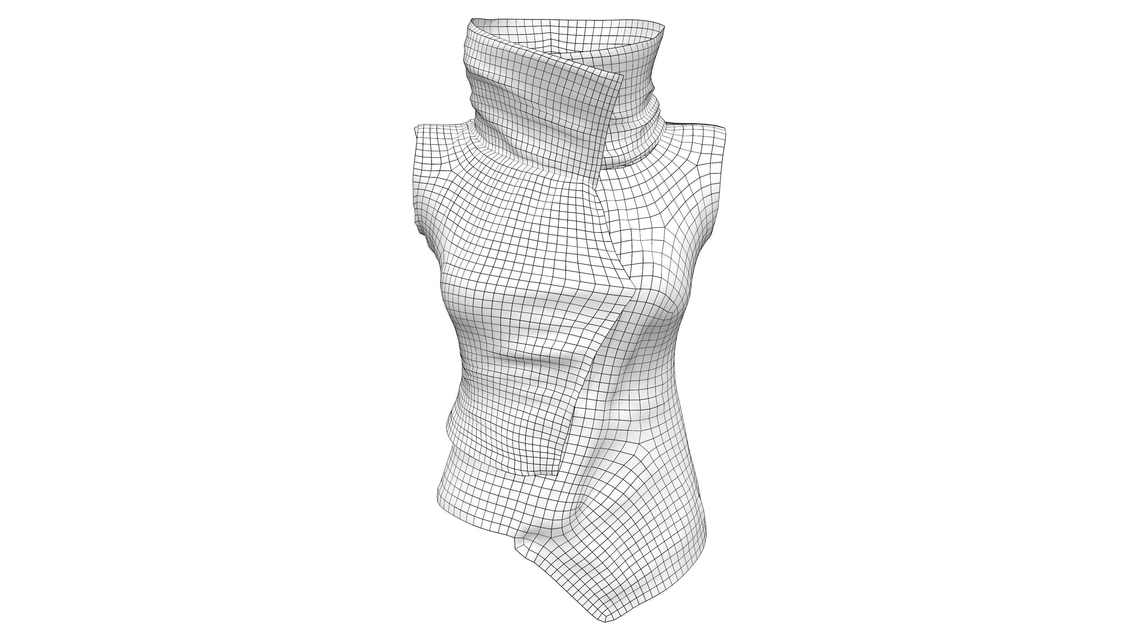 Dystopian Futuristic Sci-fi Sleeveless Top With High Neck Low-poly 3D model_6