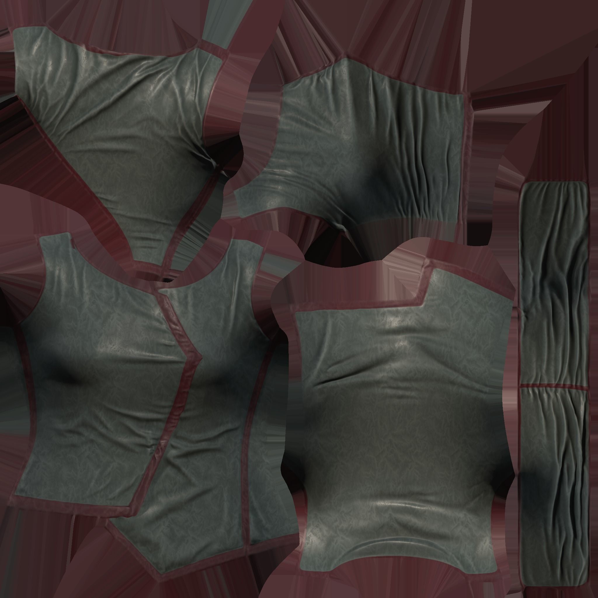 Dystopian Futuristic Sci-fi Sleeveless Top With High Neck Low-poly 3D model_9