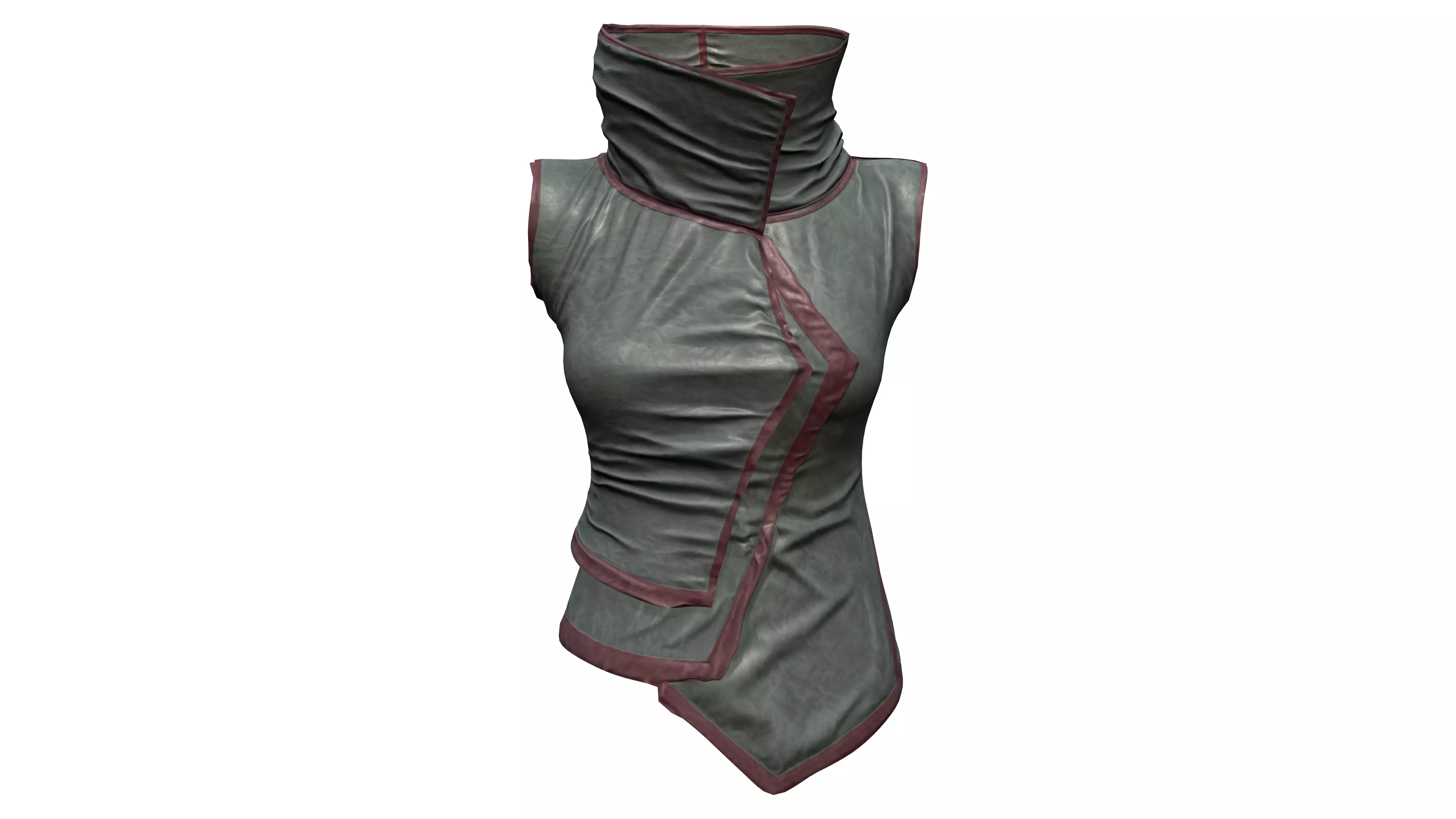 Dystopian Futuristic Sci-fi Sleeveless Top With High Neck Low-poly 3D model_0