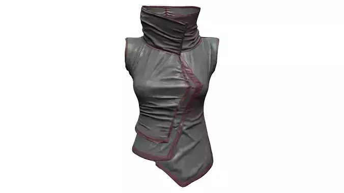 Dystopian Futuristic Sci-fi Sleeveless Top With High Neck Low-poly 3D model
