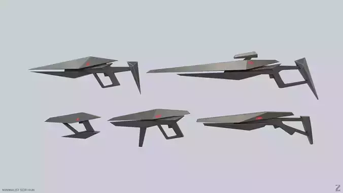 Minimalist scifi gun collection
