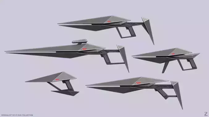 Minimalist scifi gun collection