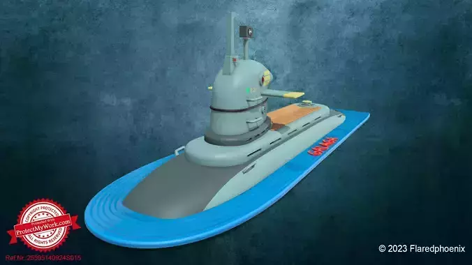Galaga toy submarine 3D print model