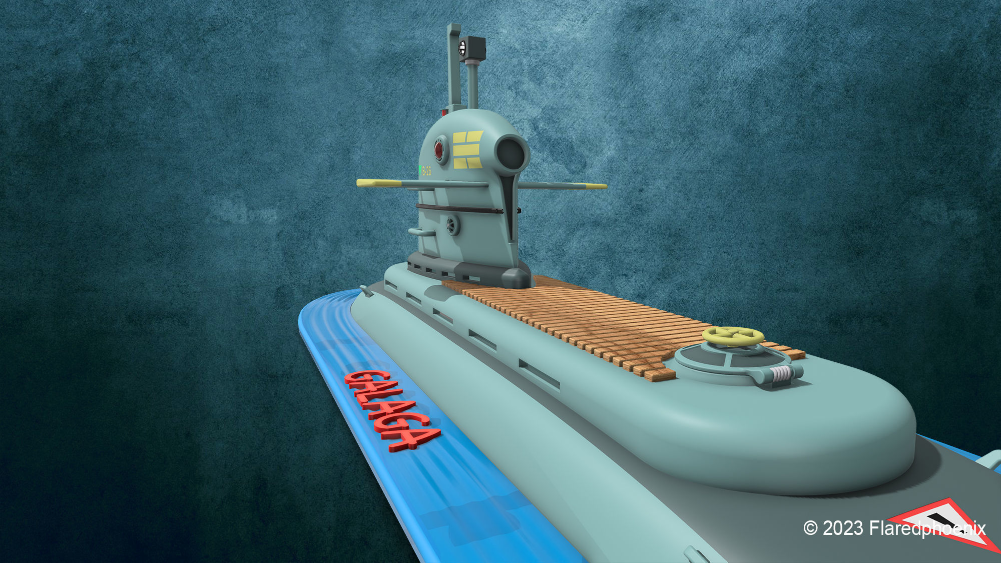 Galaga toy submarine 3D print model_4