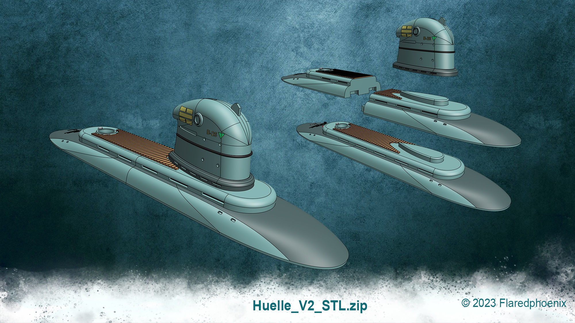 Galaga toy submarine 3D print model_11