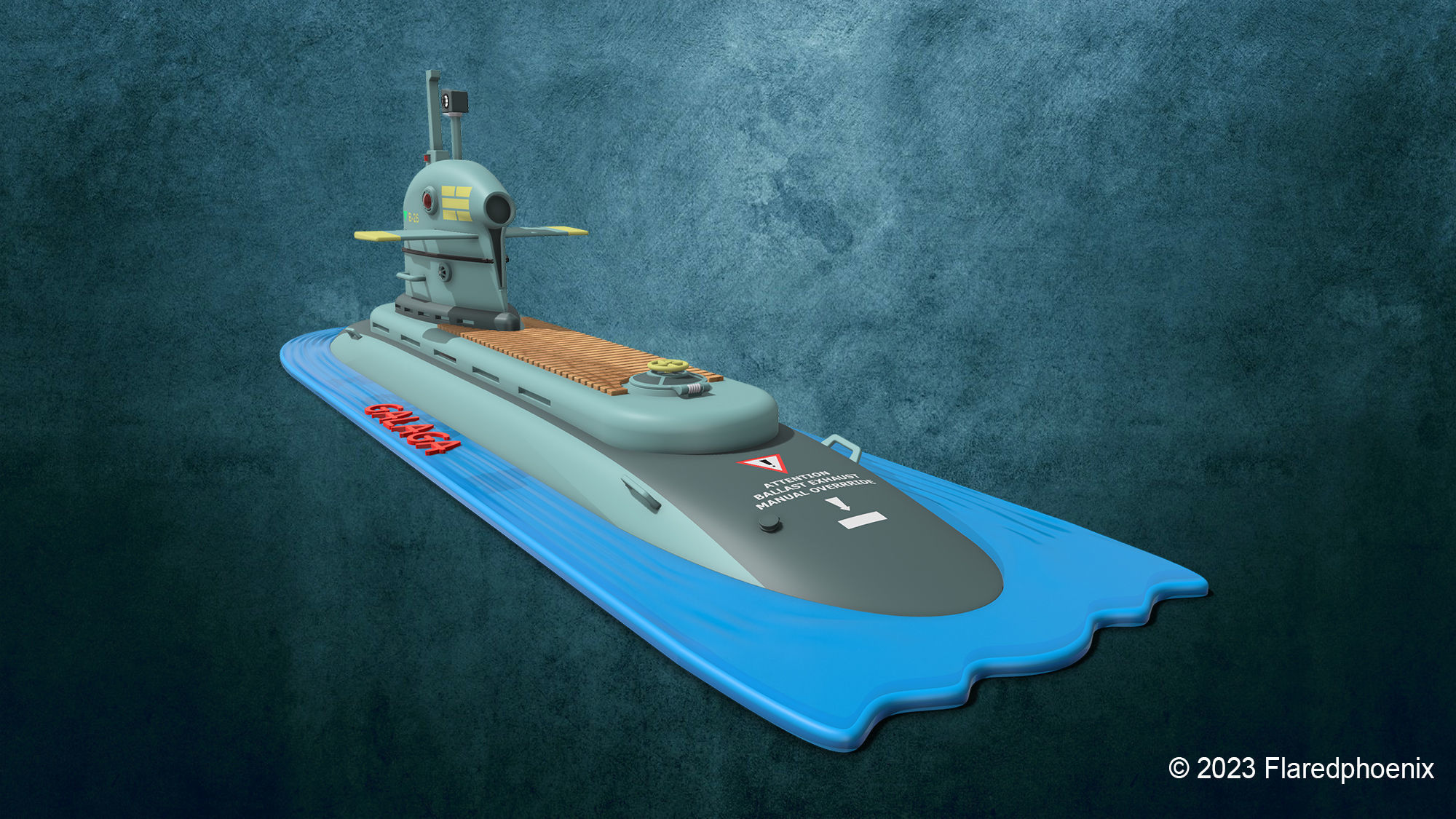 Galaga toy submarine 3D print model_5