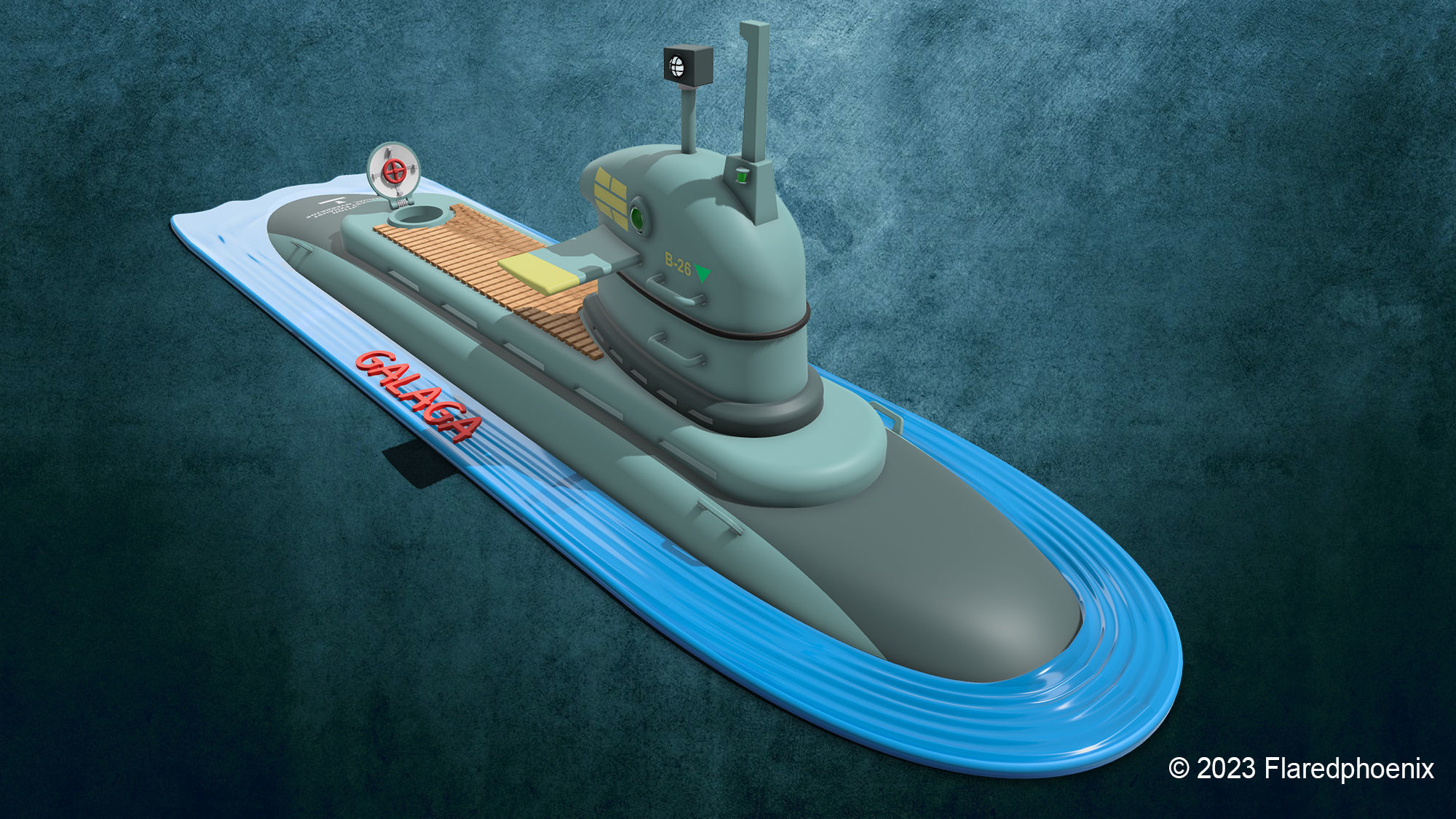 Galaga toy submarine 3D print model_7