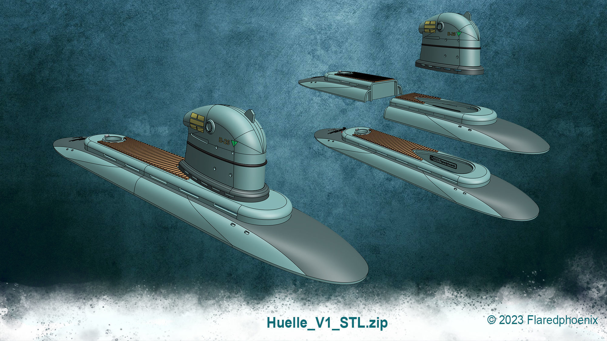 Galaga toy submarine 3D print model_10