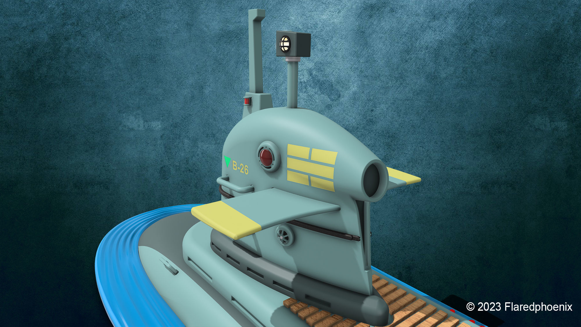 Galaga toy submarine 3D print model_3