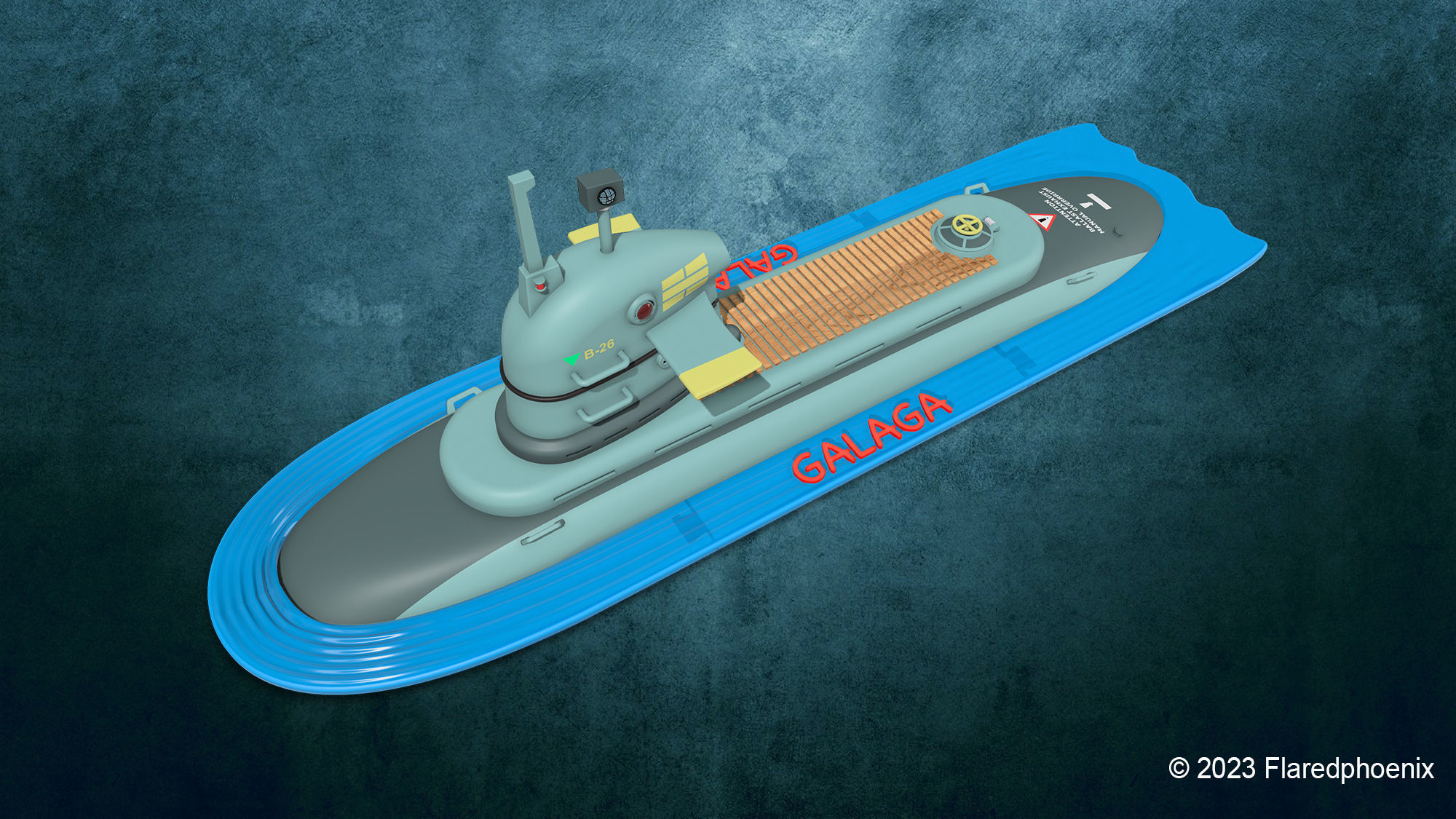 Galaga toy submarine 3D print model_1