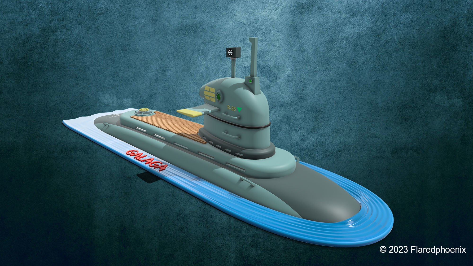 Galaga toy submarine 3D print model_2