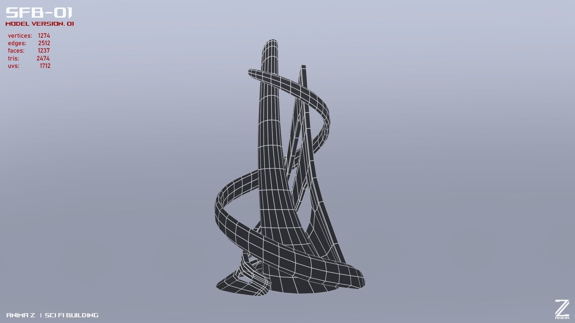 Scifi building Low-poly 3D model_15