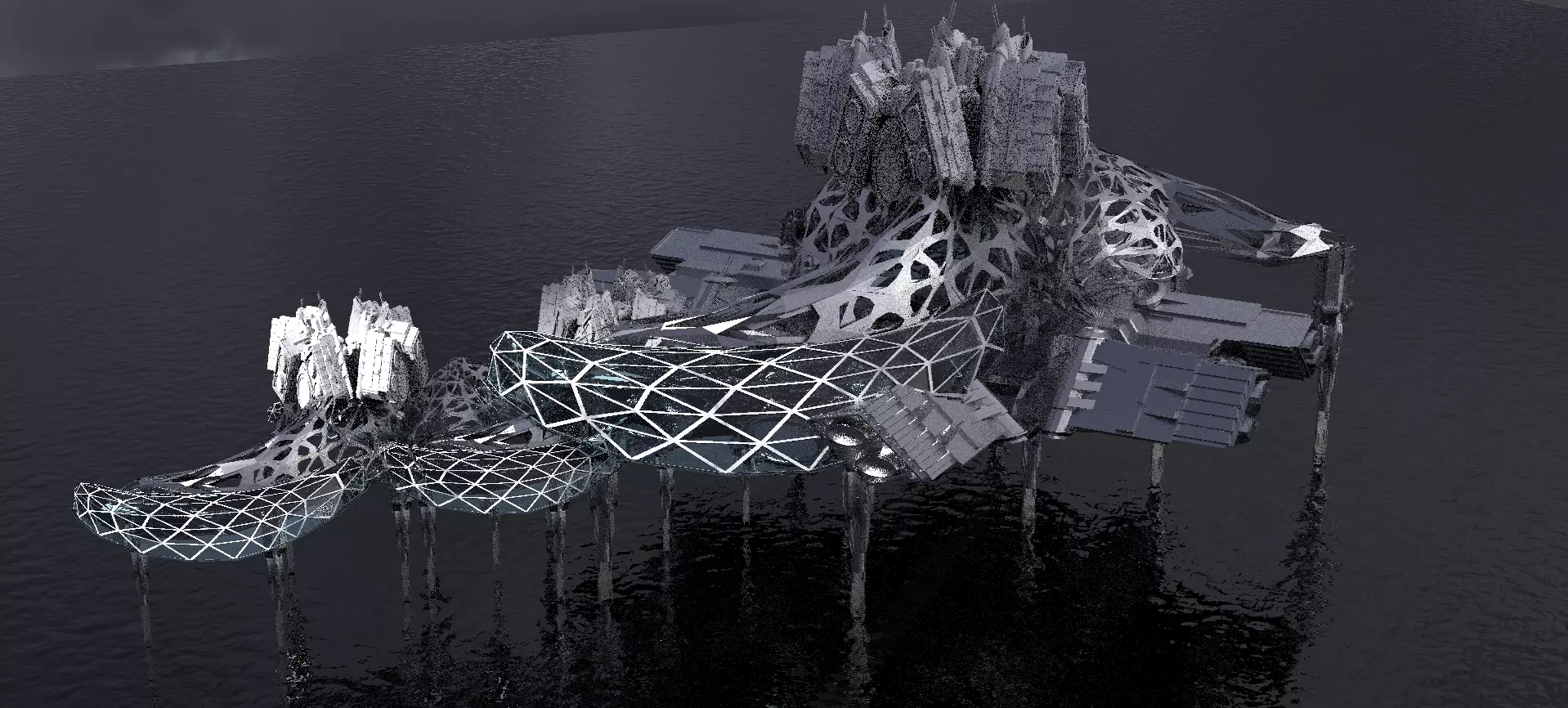 Dark Alien Hybrid base design Exterior 8 3D model_0