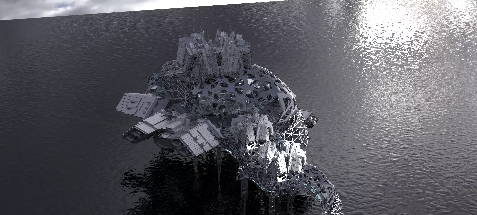 Dark Alien Hybrid base design Exterior 9 3D model_0