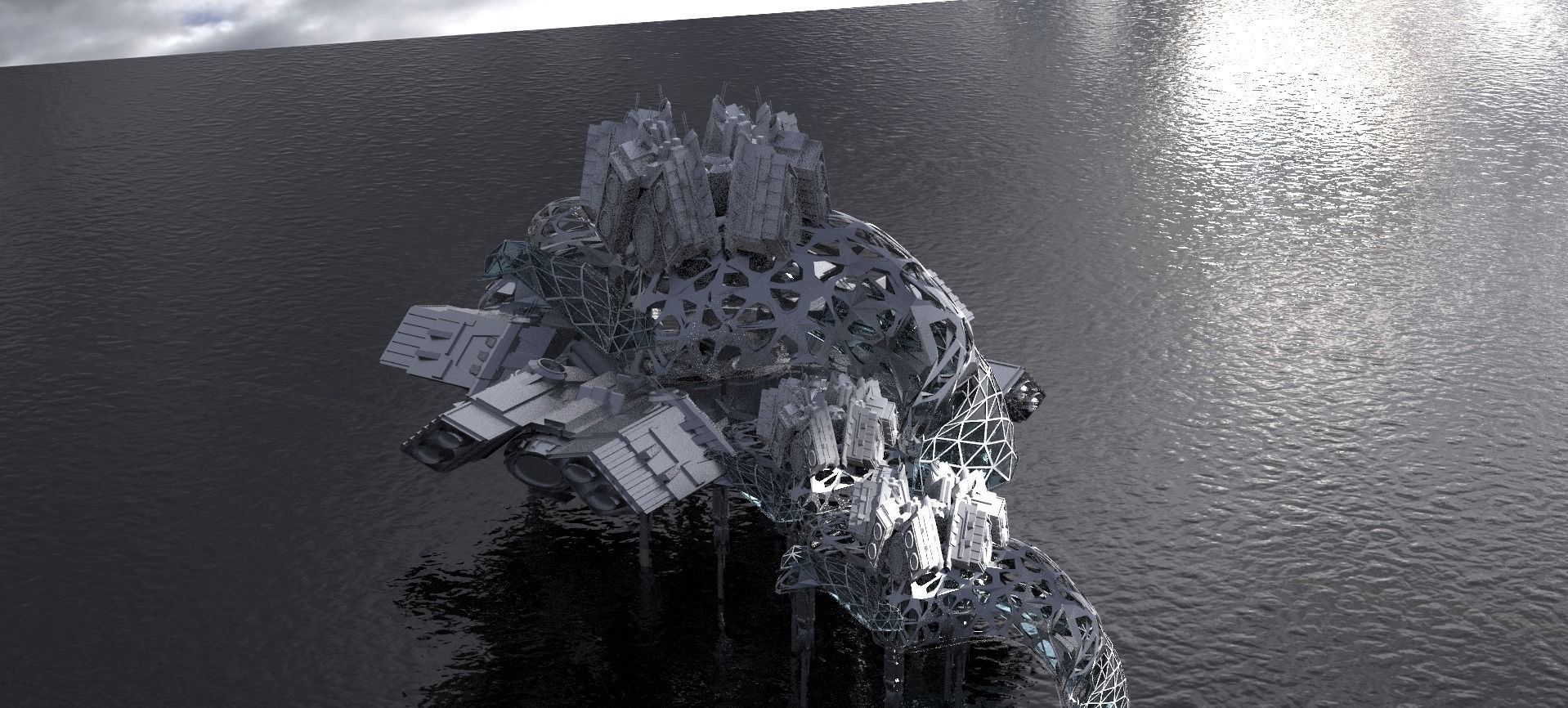 Dark Alien Hybrid base design Exterior 9 3D model_1