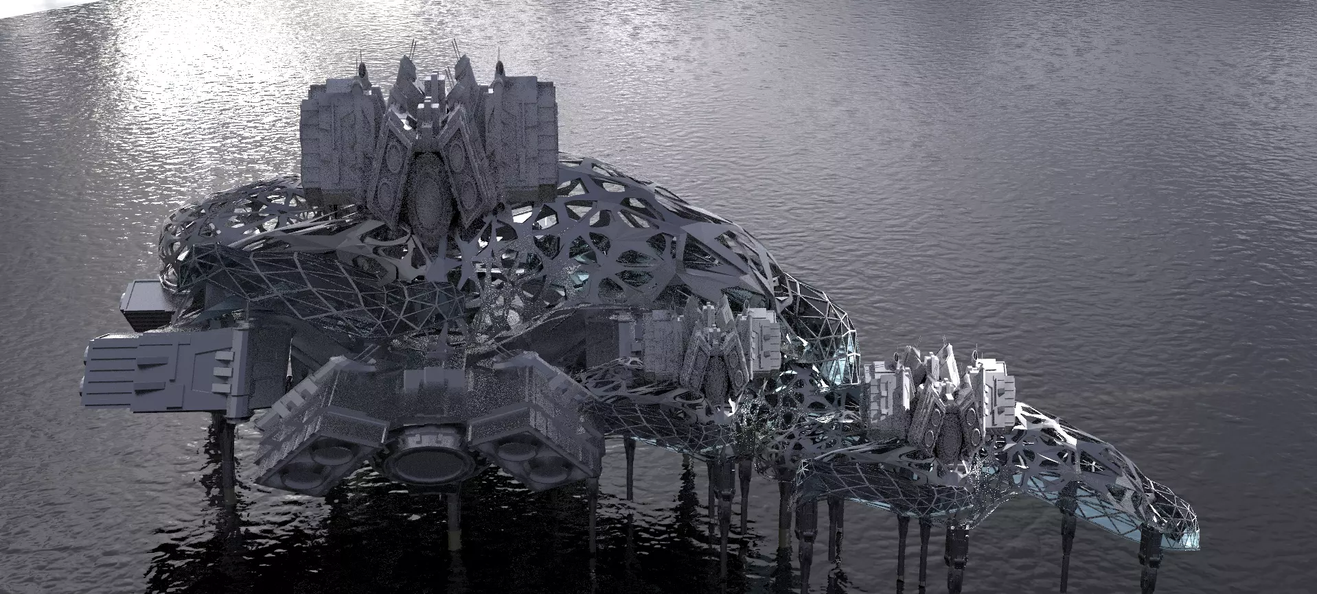 Dark Alien Hybrid base design Exterior 10 3D model_0